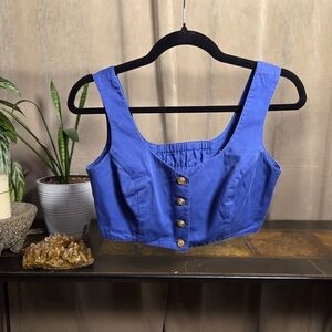 Liz Claiborne Royal Blue Buttoned Crop Top